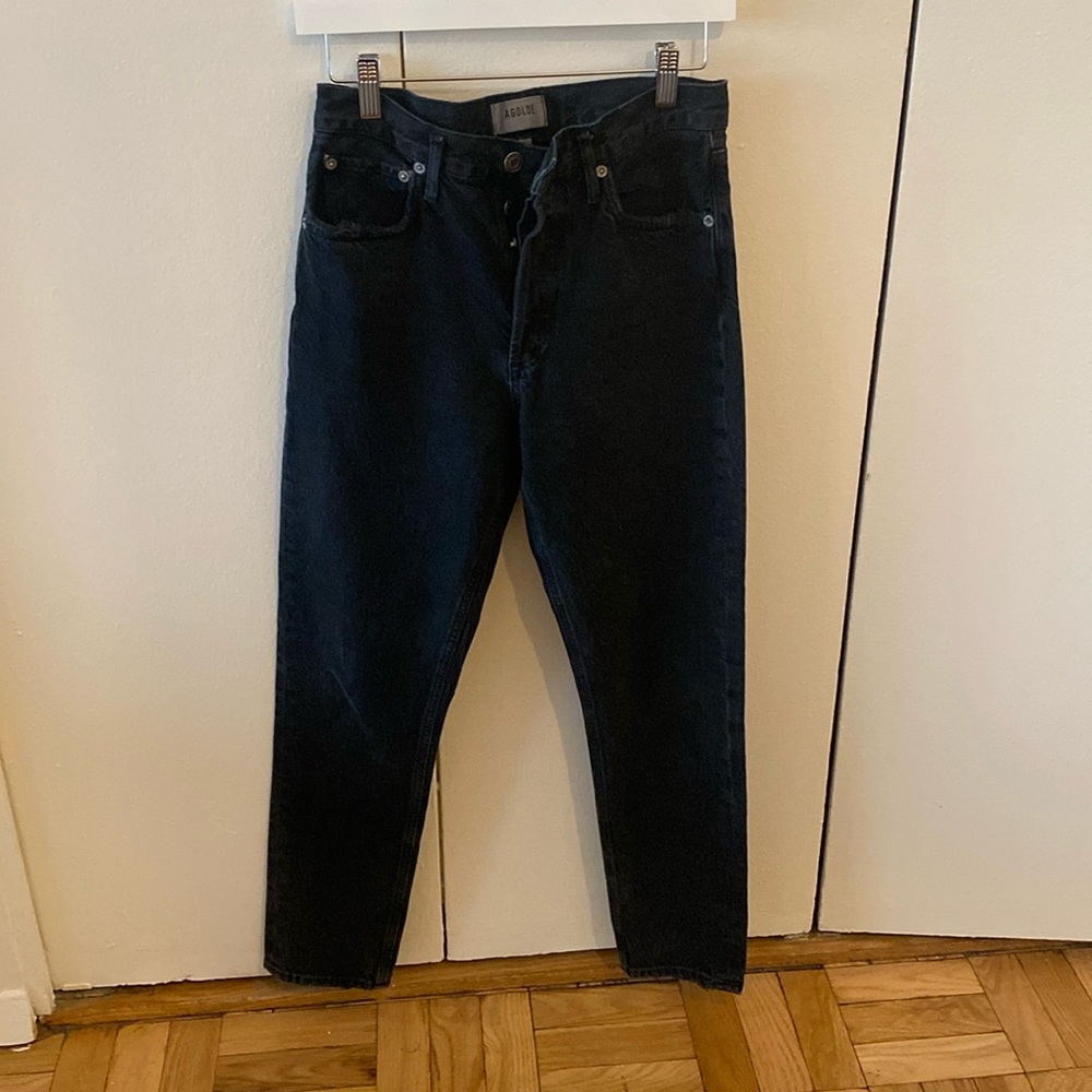 AGOLDE women’s black straight fit jeans. Size 25. 100% organic cotton.